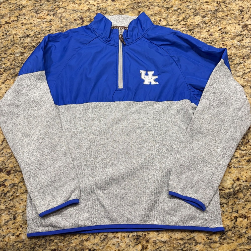 Summit Sportswear Kentucky Wildcats 2XL Quarter Zip Pullover Blue Grey Mens UK